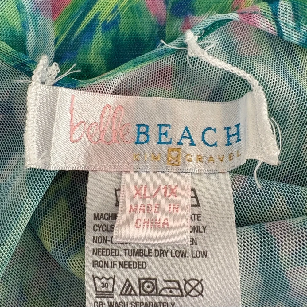 Kim Gravel Beach Green Floral Sheer Coverup